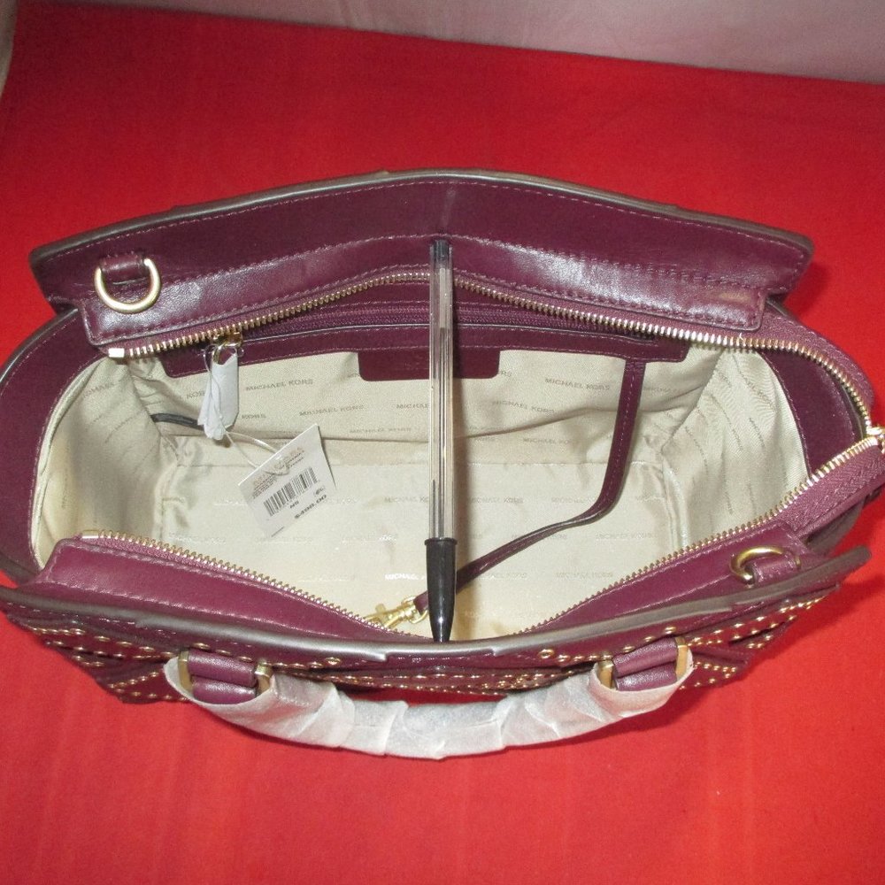Michael Kors Selma Medium Grommet Top Zip Satchel $498 Plum #051 - Picture 10 of 15